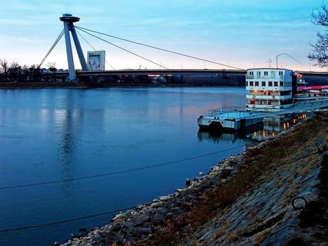 River Danube and bridge in Bratislava, Slovakia