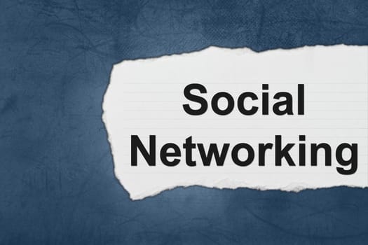 social networking with white paper tears on blue texture