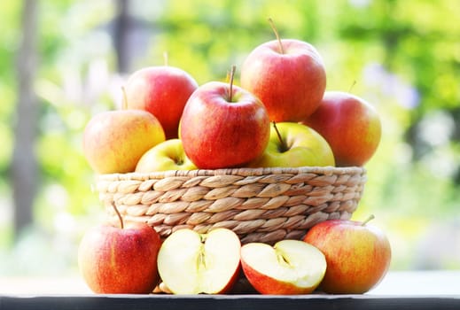 Organic apples in the garden. Balanced diet.