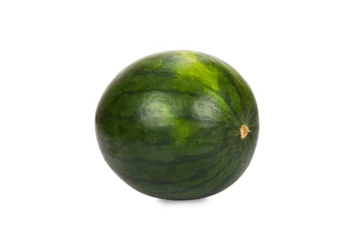 Small ripe watermelon isolated against a white background