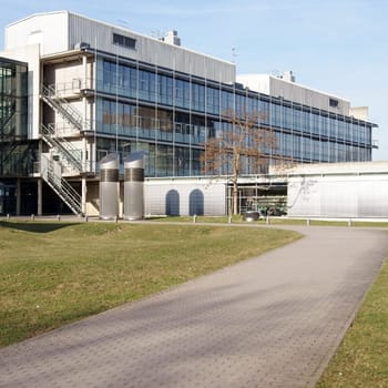 Mainz,Germany – March 24,2011: The new chemistry building of the University of Mainz with the library wing and a glass facade on 24 March 2011 in Mainz.