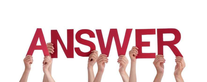 Many People Holding the Red Word Answer, Isolated