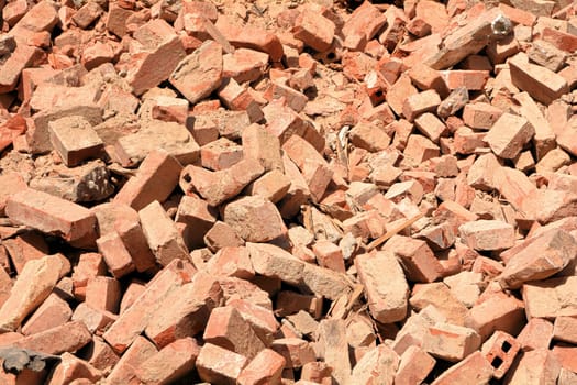 Pileof of rubble after demolition of a house