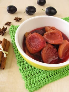 Plum compote with cinnamon and star anise