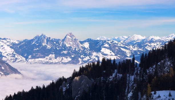 Sea of fog over the lake