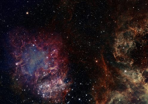 Far being shone nebula and star field against space. "Elements of this image furnished by NASA""."