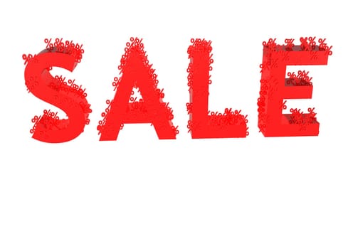 Three-dimensional inscription sale made of red percent