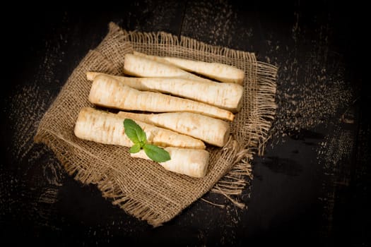 Root petersilie or parsley root (Petroselinum crispum subsp. tuberosum),Studio