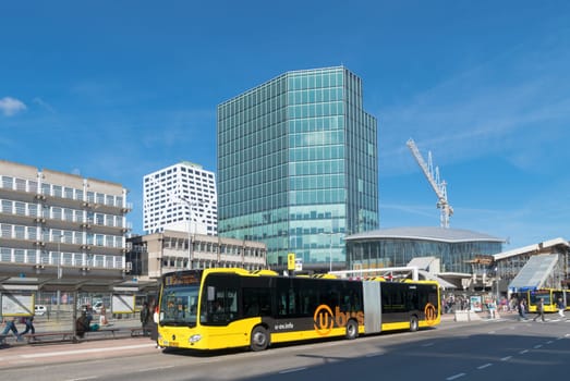 exterior of the utrecht central station in the netherlands. Utrecht Centraal is the main hub of the railway lines in the Netherlands and is the area's largest railway station in the Netherlands