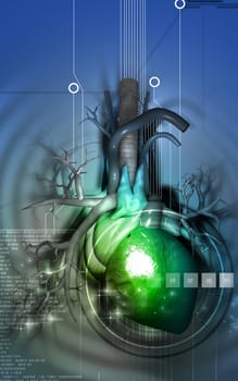 Digital illustration of heart in colour background