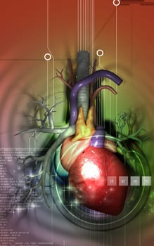 Digital illustration of heart in colour background