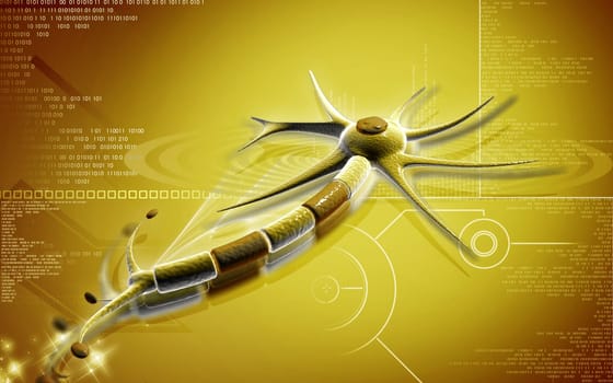Digital illustration of neuron in colour background