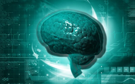 Digital illustration of brain in colour background