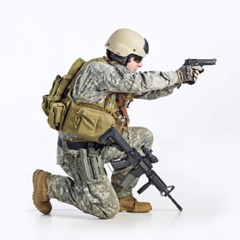 SWAT Team Officer on white isolated background