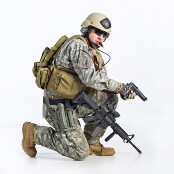 SWAT Team Officer on white isolated background