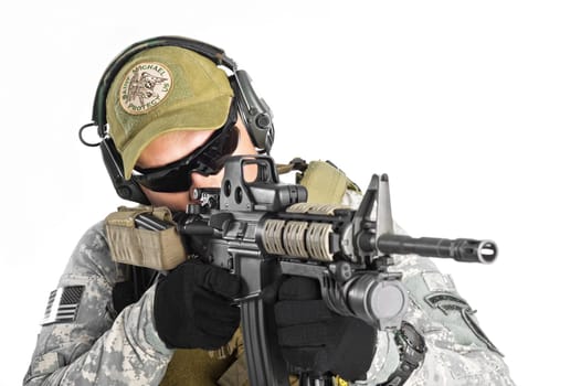 SWAT Team Officer on white isolated background