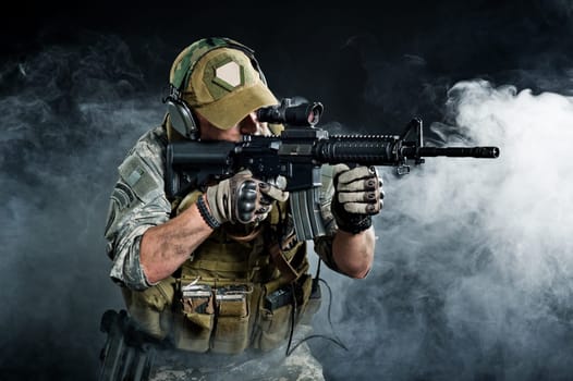 SWAT Team Officer on white isolated background