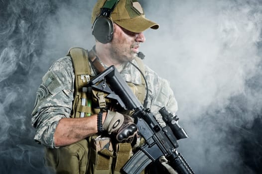 SWAT Team Officer on white isolated background