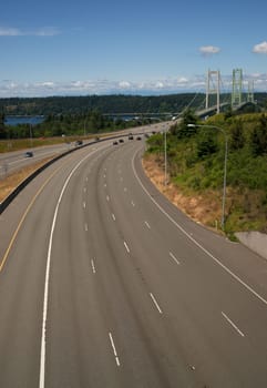 The Tacoma Narrows Bridge carries drivers form the mainland to Gig Harbor and the Olympic Peninsula.