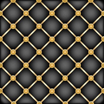 The black leather furniture dark mesh texture with golden ribbons