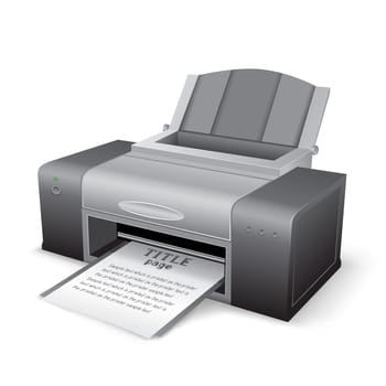 The black printer on the white background