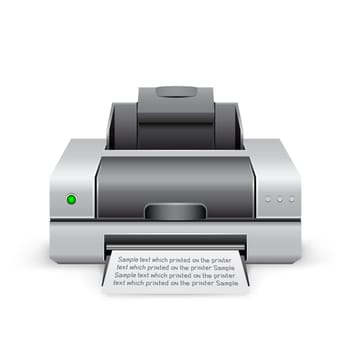 The black inkjet printer on the white background
