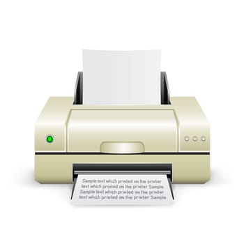 The white inkjet printer on the white background