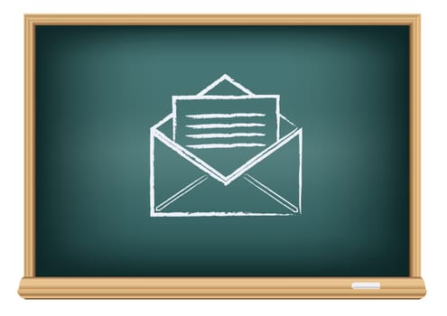 The school blackboard and chalk written open envelope