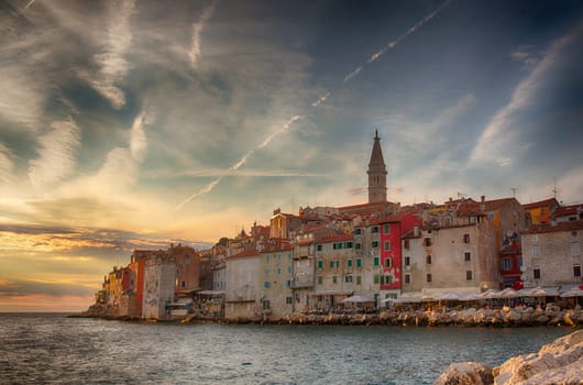 View of Rovinj little city in Istria, Croatia