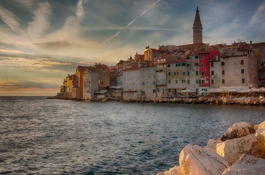 View of Rovinj little city in Istria, Croatia