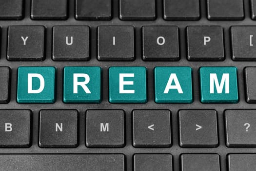 dream turquoise word on keyboard