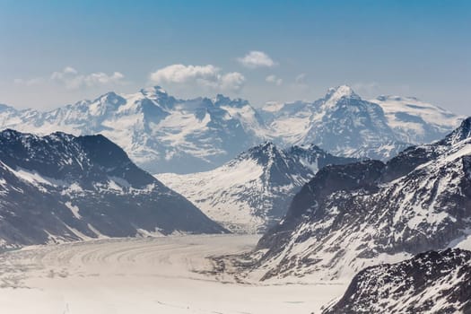 Aletsch Glacier landscape in the Jungfraujoch, Alps, Switzerland