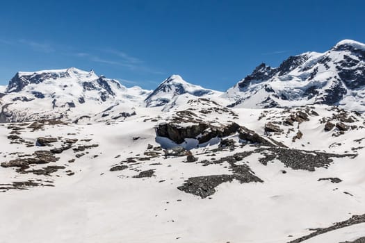 Mountain Range Landscape with Blue Sky at Matterhorn, Switzerland