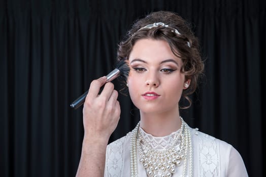 Neo-Victorian model being made up