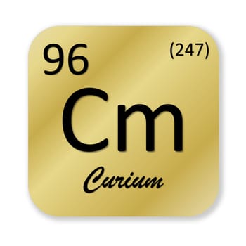 Black curium element into golden square shape isolated in white background