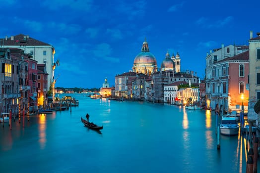 Grand Canal and Basilica Santa Maria della Salute, Venice, Italy and sunny day