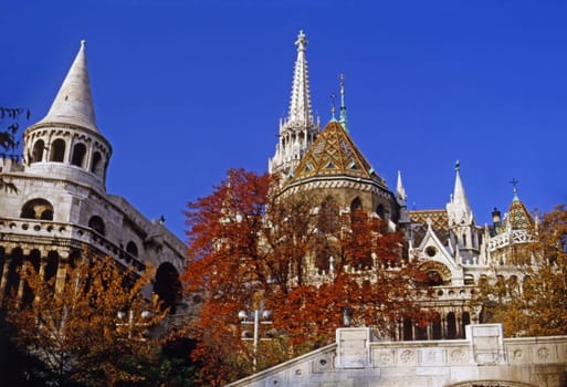 View of Fisherman Bastion and Matthias Church in Budapest