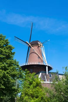 traditional dutch mill in utrecht, netherlands