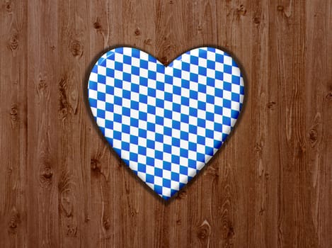 Wood background and heart with diamond pattern