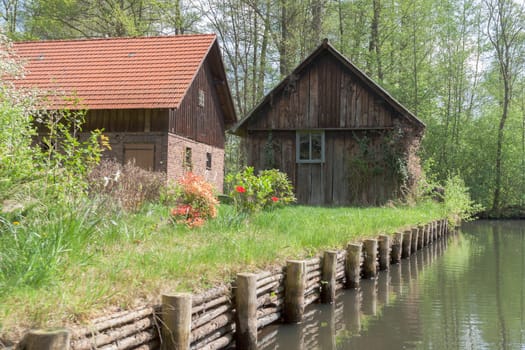 Two houses on the banks of a canal in the Spreewald near Lübbenau