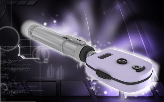 Digital illustration of ophthalmoscope in colour background
