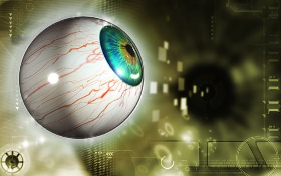 Digital illustration of eye in colour background