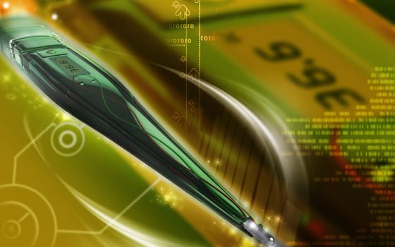 Digital illustration of thermometer in colour background