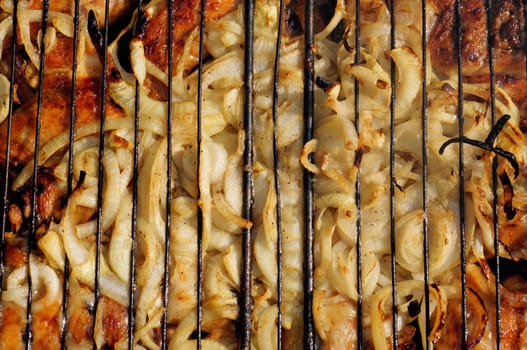 Smoked onion rings on the grill