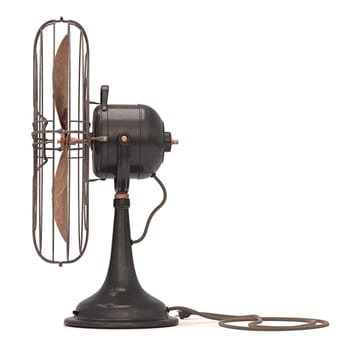 Antique and old fan isolated on the white background. Clipping path included.