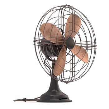Antique and old fan isolated on the white background. Clipping path included.