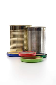 Recycling concept, old tin can on a white background