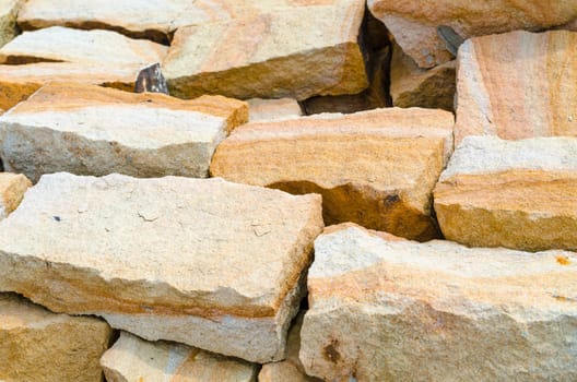 Dry stone bricks made of German sandstone ready for processing
