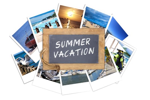 Slate with text,Summer Vacation,on holiday photos