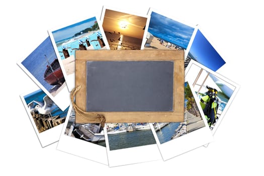 Writable empty slate is on holiday photos